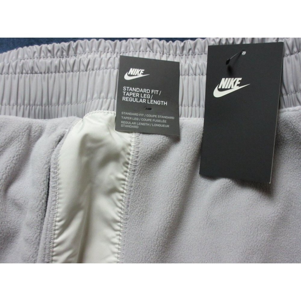 Nike Men's NSW Fleece Winter Jogger Pants Grey Silver Tapered Leg Standard Fit - Picture 2 of 6